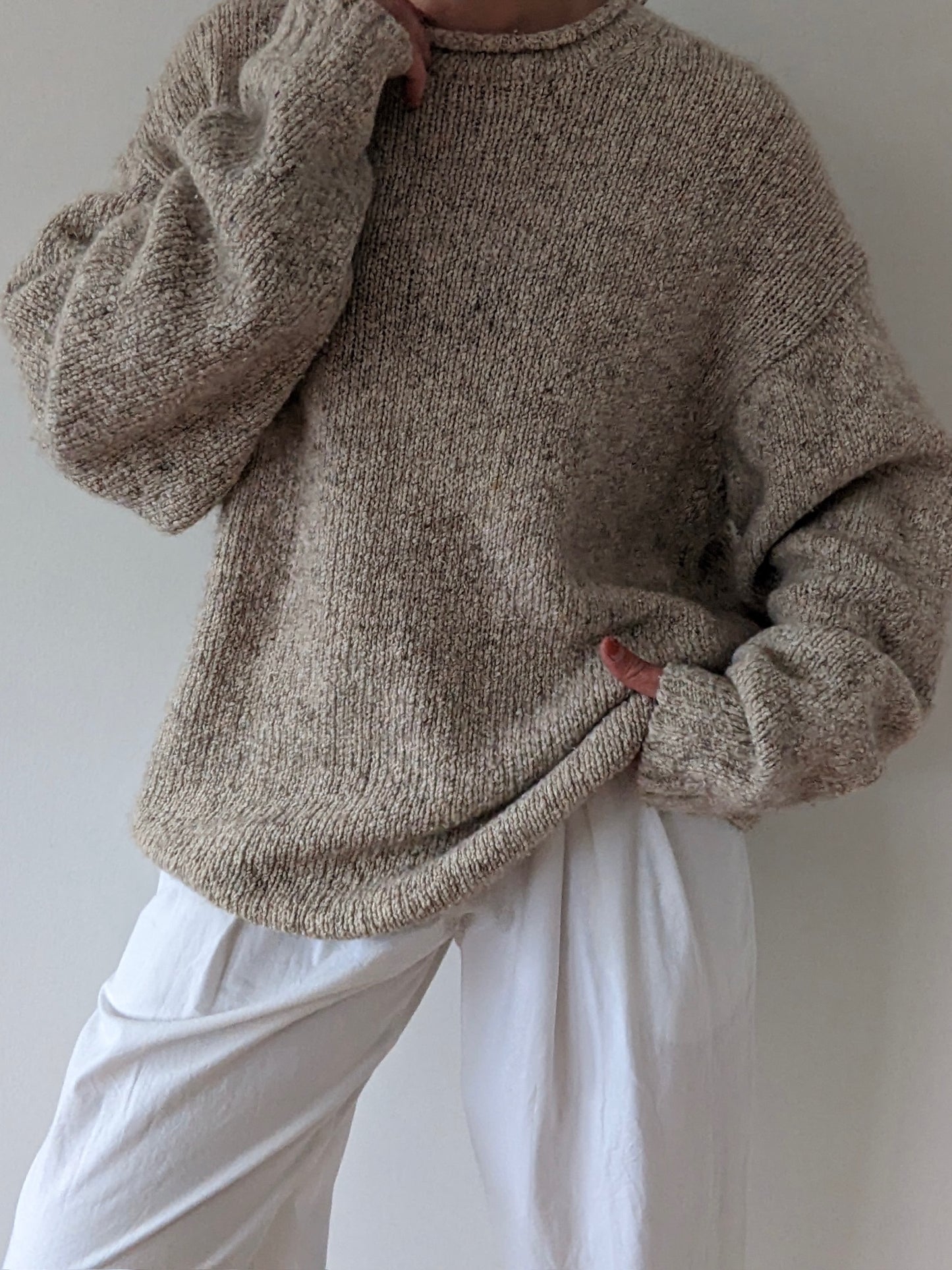 Vintage Oat Wool & Silk Roll Neck Sweater