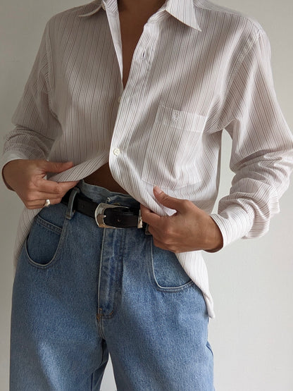 Vintage Christian Dior Embroidered Pinstripe Shirt