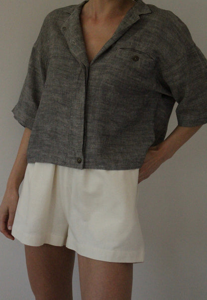 Vintage Smoke Boxy Linen Blouse