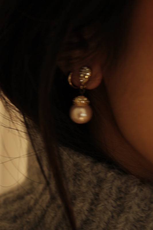 Vintage Rhinestone & Dropped Faux Pearl Earrings