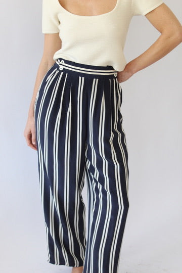 Rare Vintage Striped Silk Wide Leg Pant