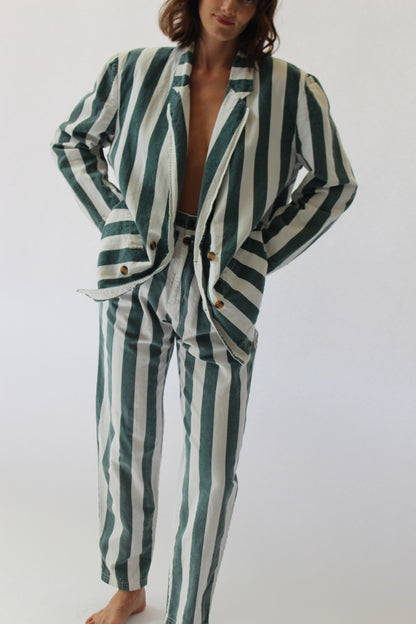 Favorite Vintage Faded Forest Striped Pant Suit