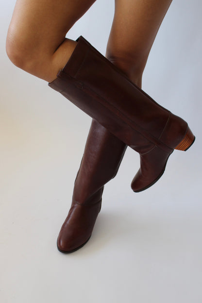Vintage Mahogany Leather Riding Boot