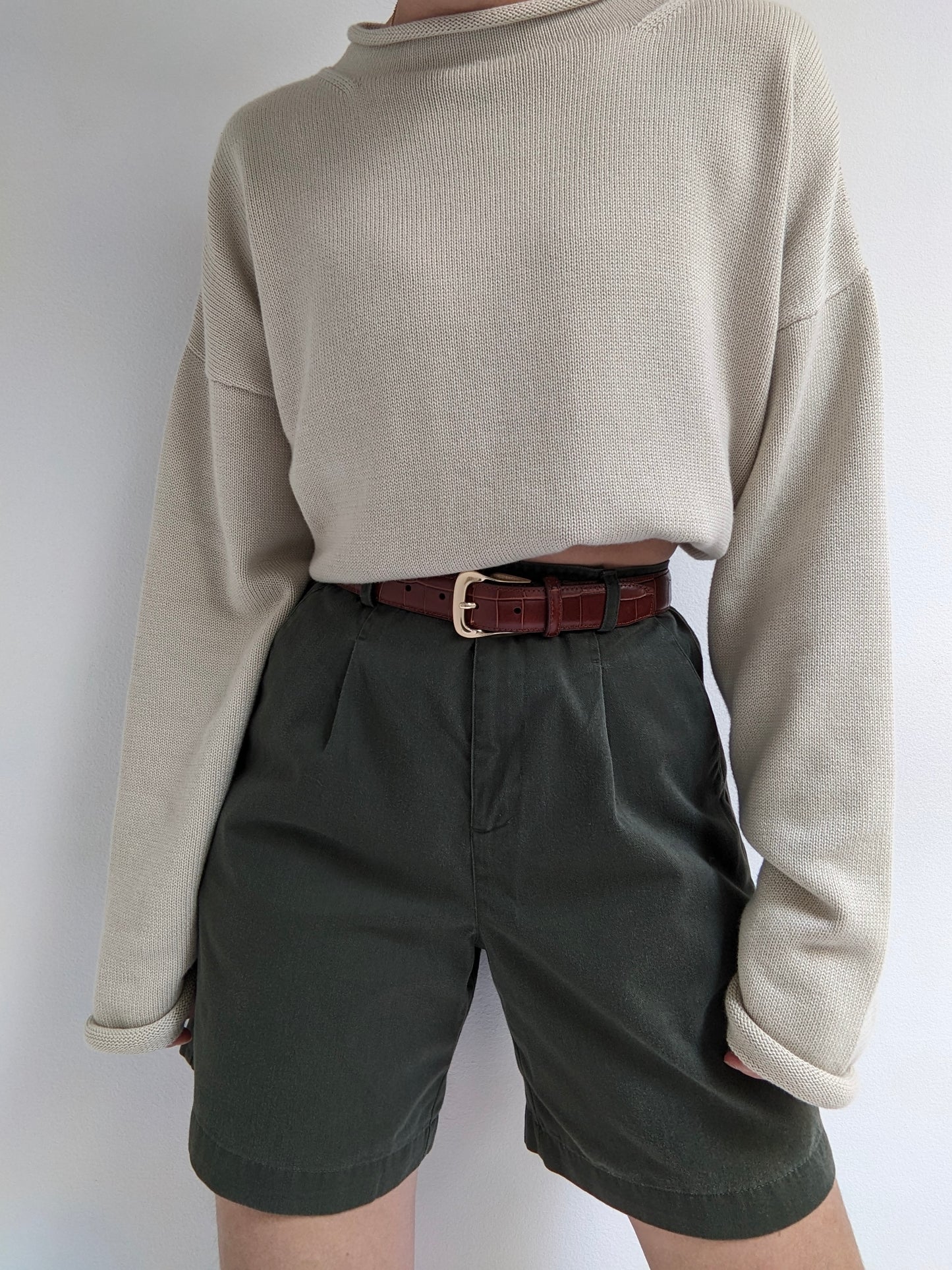 Vintage Olive Cotton Shorts