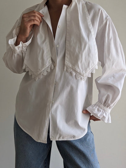 Vintage Eggshell Neck Tie Blouse