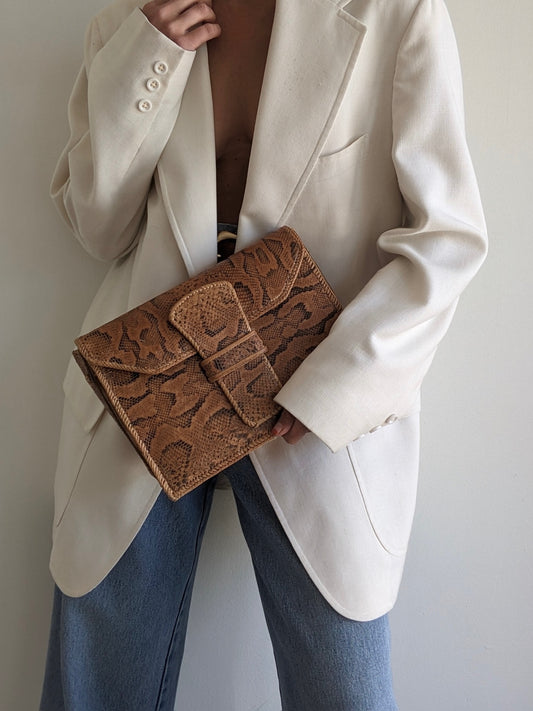 Vintage Snakeskin Leather Clutch Bag