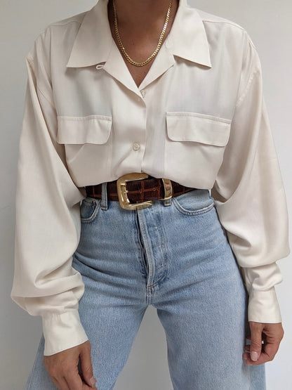Vintage Cream Silk Blouse