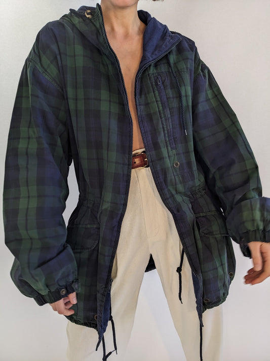 90s Tommy Hilfiger Blue & Green Plaid Jacket