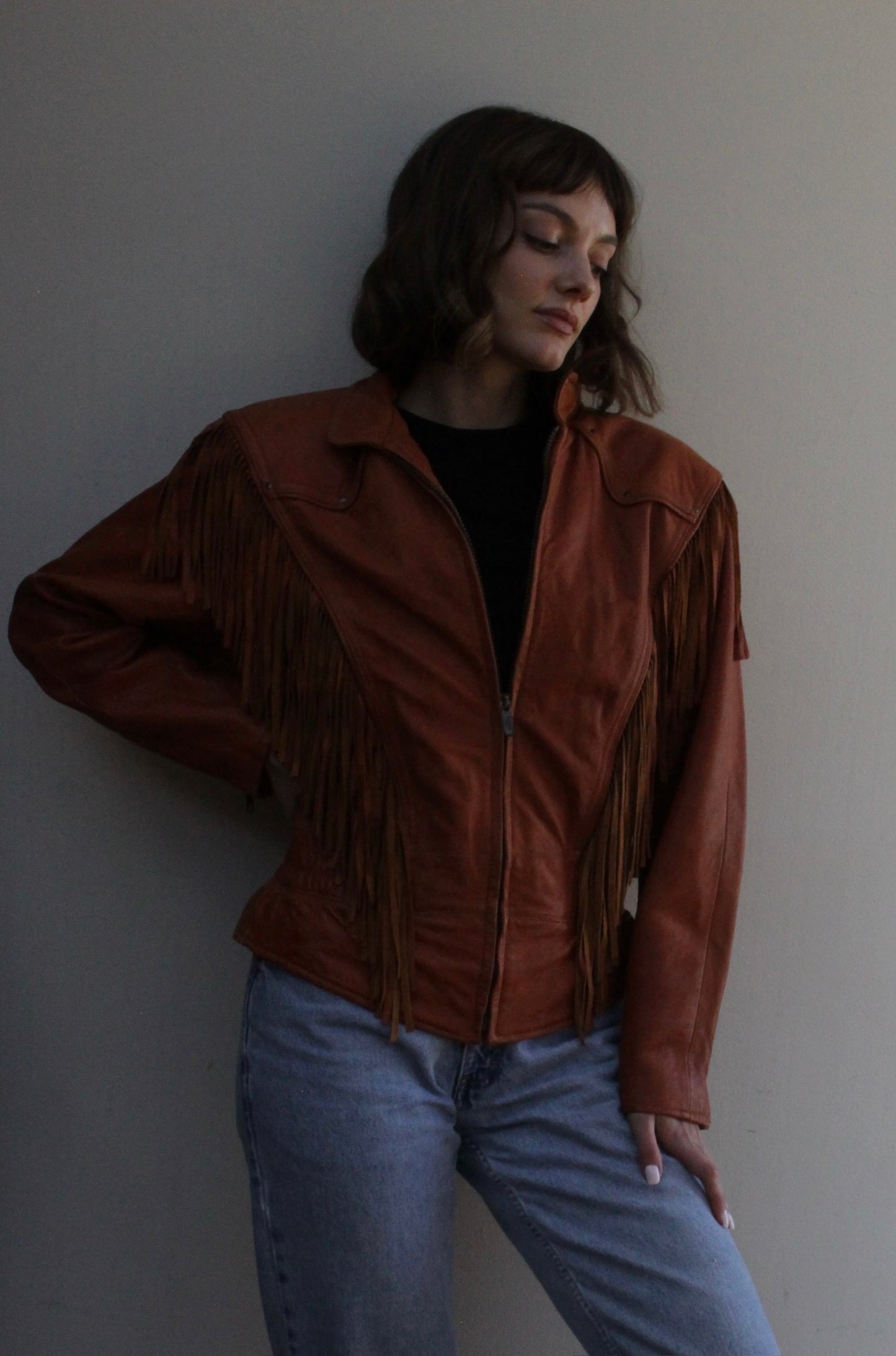 Absolute Favorite Vintage Pebbled Leather Fringe Jacket