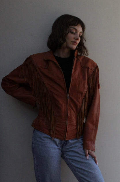 Absolute Favorite Vintage Pebbled Leather Fringe Jacket
