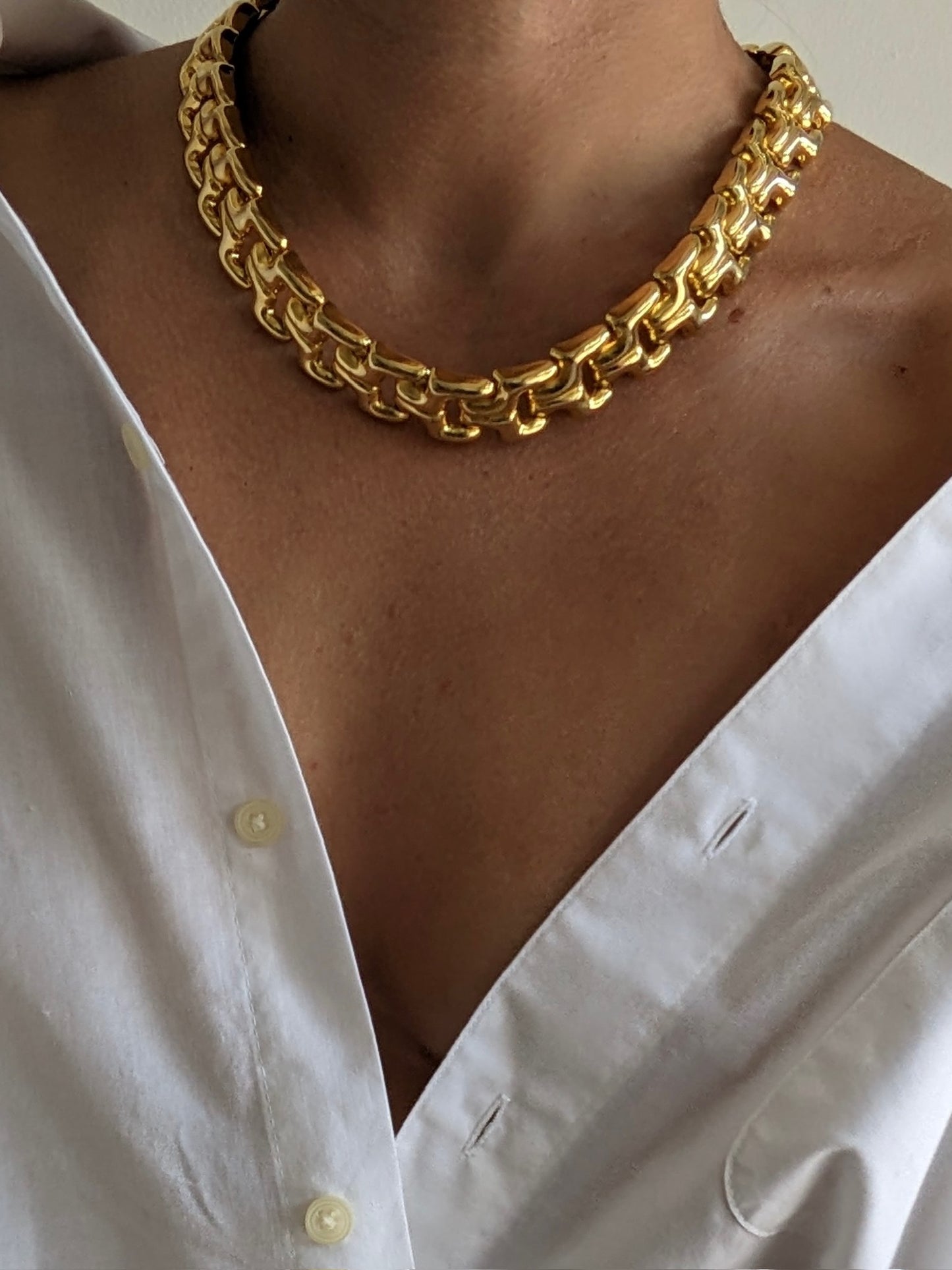 Vintage Bright Gold Link Necklace