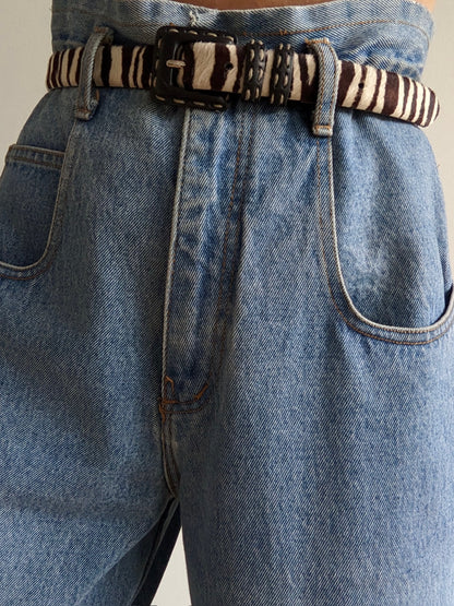 Vintage Zebra Calf Hair & Leather Belt