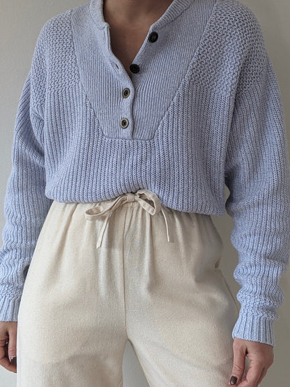 Favorite Vintage Sky Cotton Henley