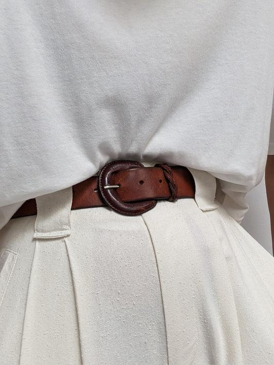 Vintage Smooth Whiskey Leather Belt