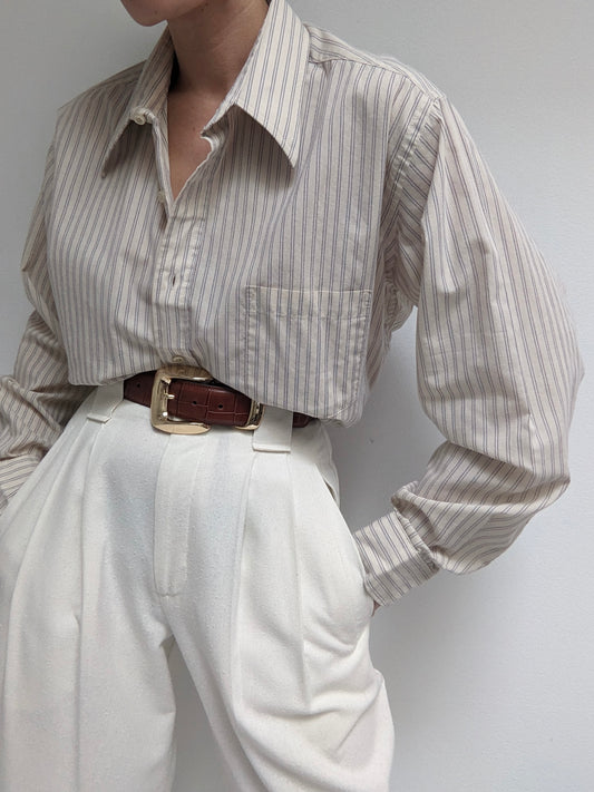 Vintage Faded Pinstriped Cotton Shirt