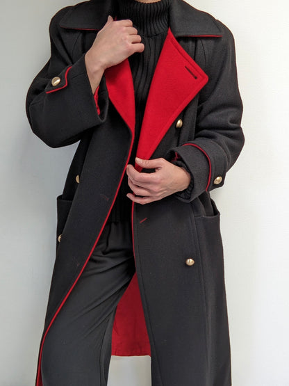 Lovely Vintage Onyx & Crimson Wool Coat