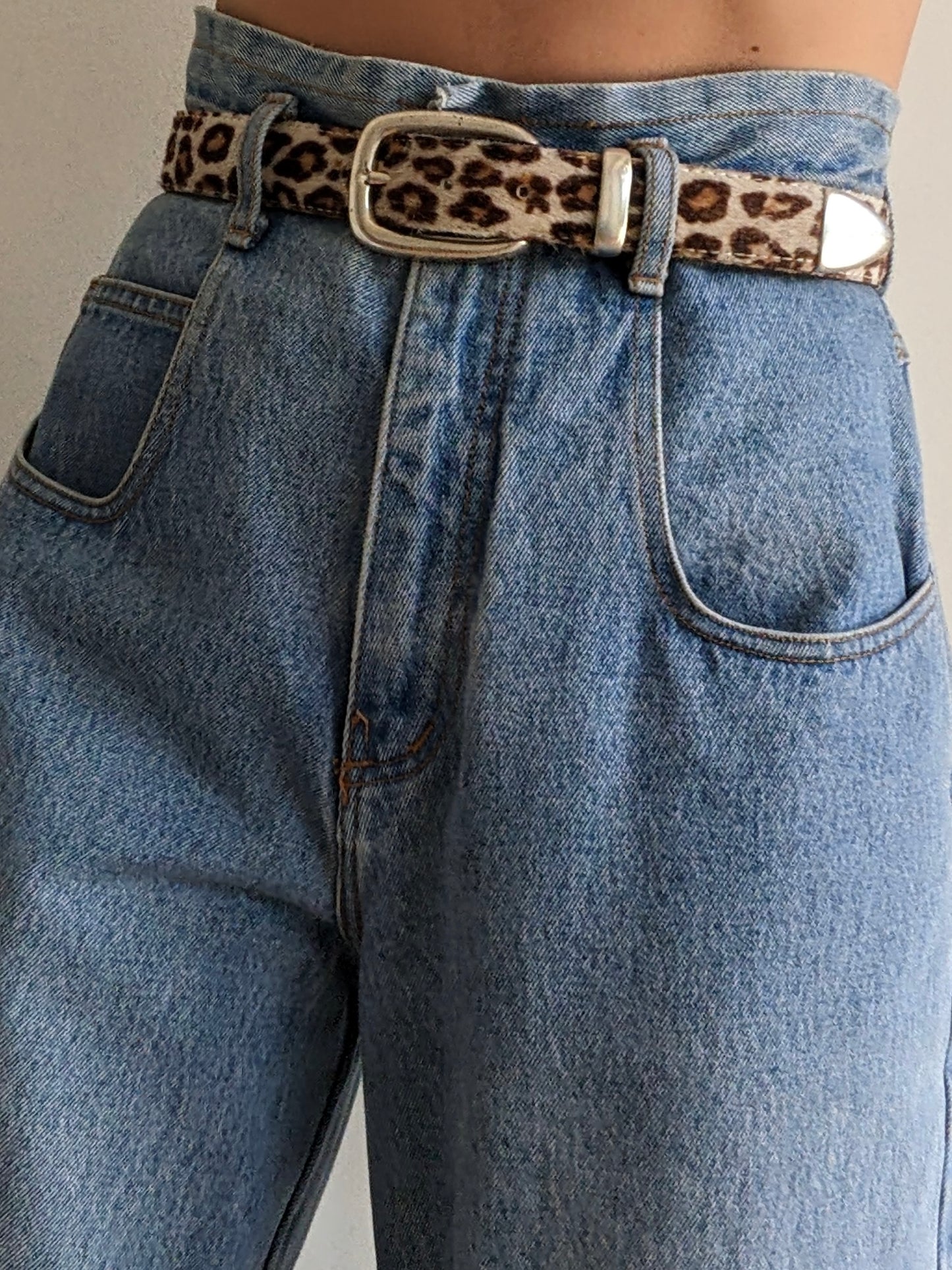 Vintage Printed Calf Hair Leather Belt