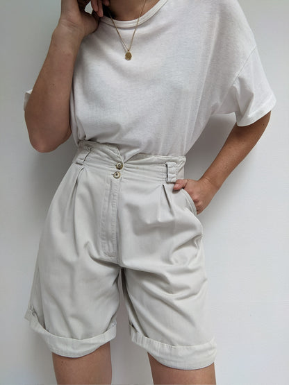 Vintage Khaki Pleated Shorts