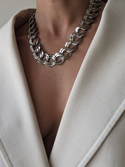 Vintage Silver Double Link Necklace