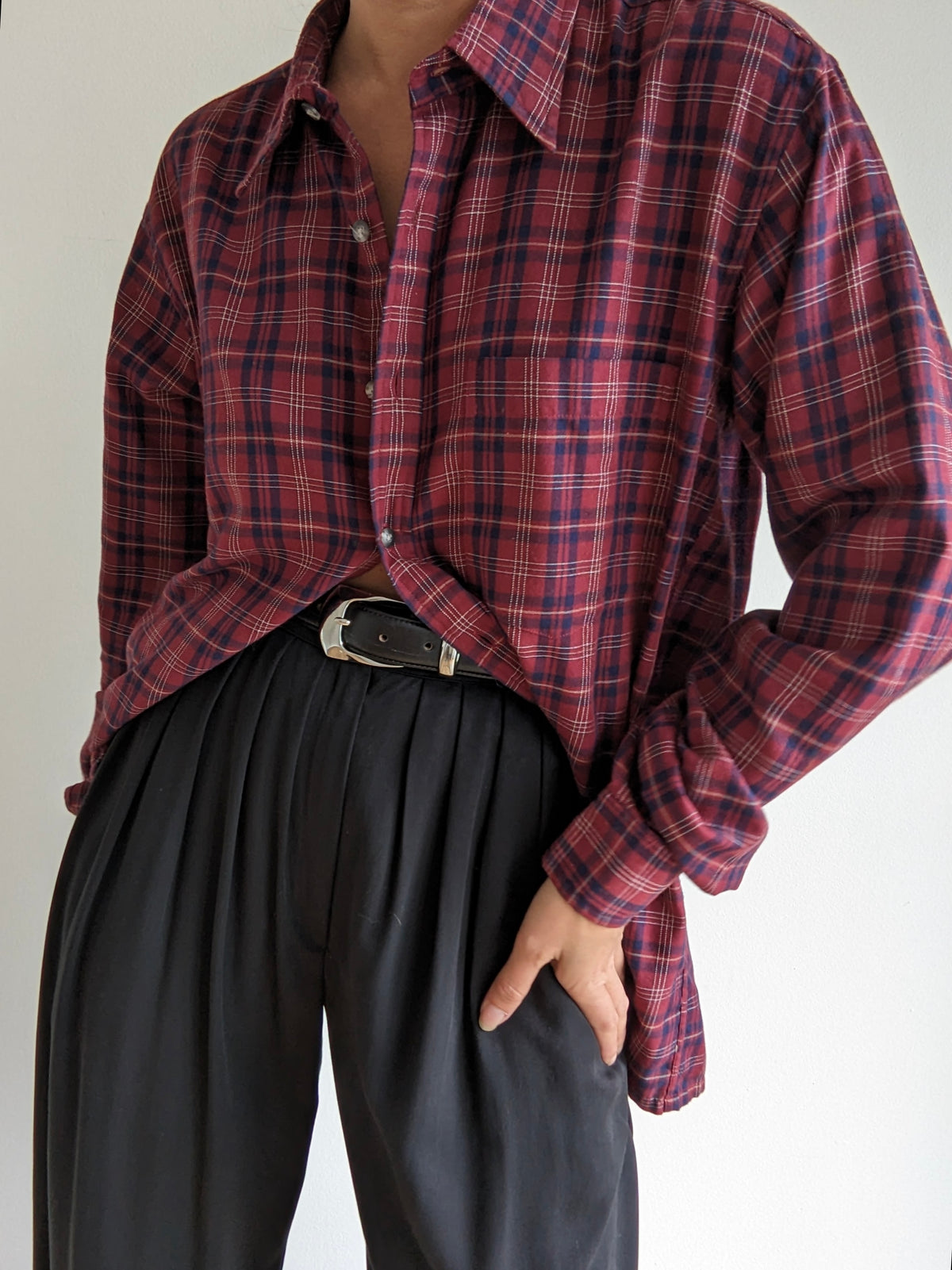 Vintage Yves Saint Laurent Plaid Cotton Shirt