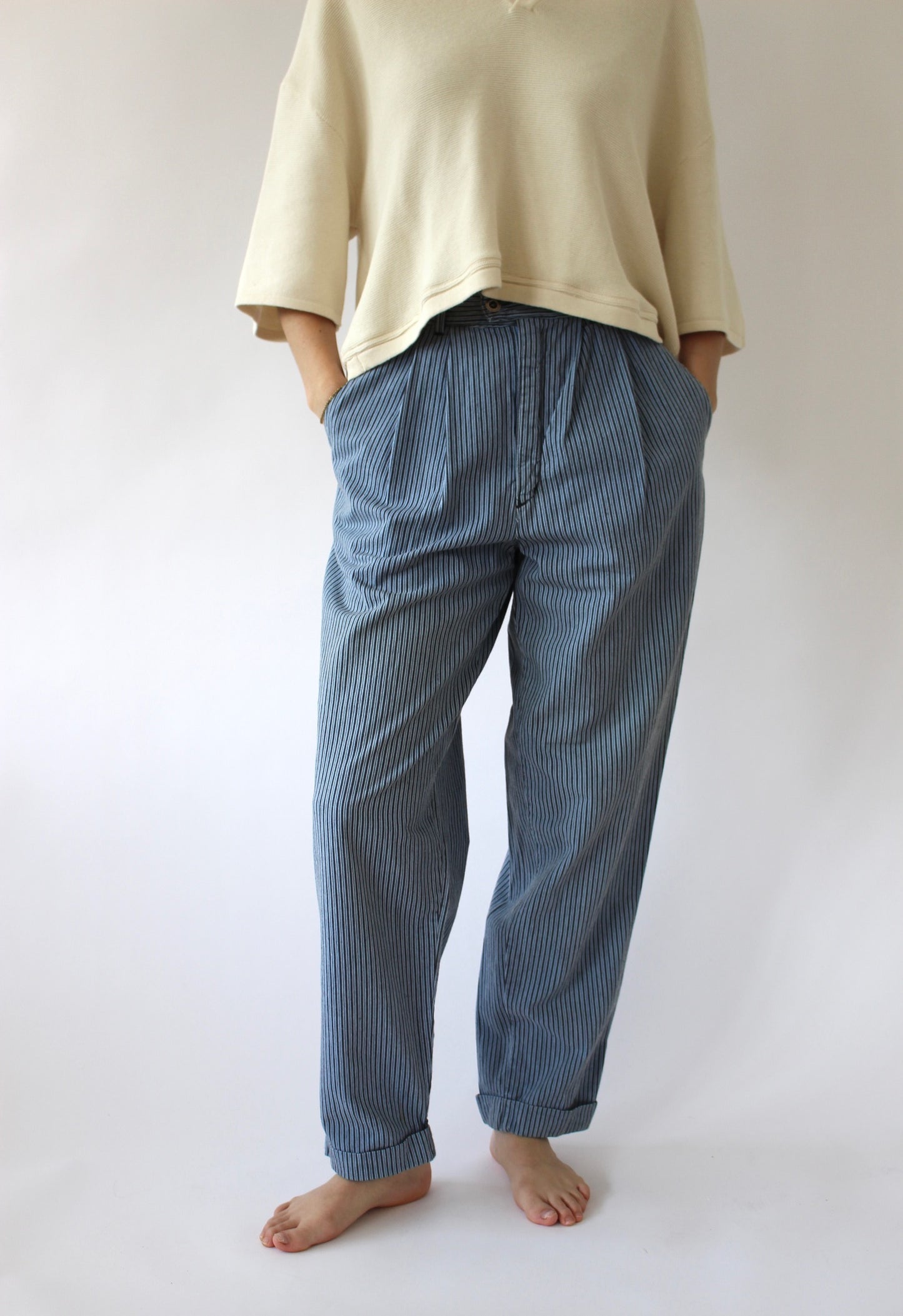 Vintage Sky Striped Trousers