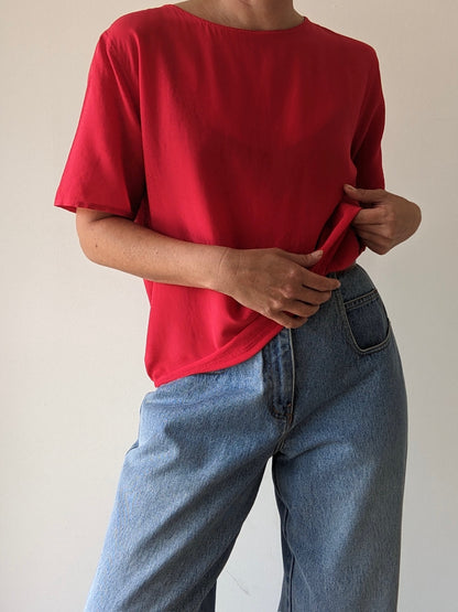 Vintage Tomato Paper-Thin Silk Tee