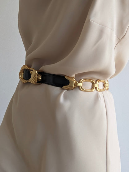 Amazing Vintage Gold Chain & Italian Leather Belt