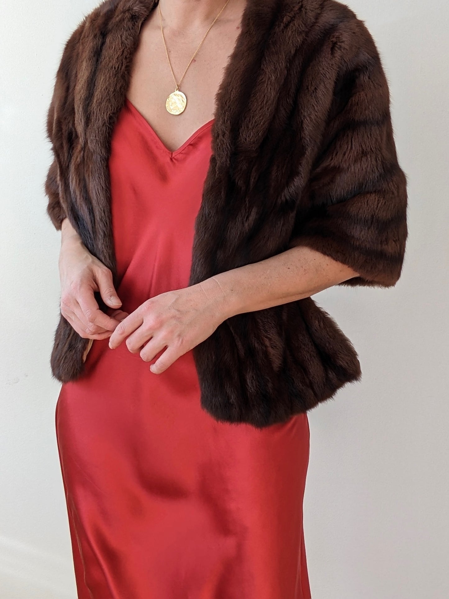 Luxury Vintage Espresso Fur Shawl