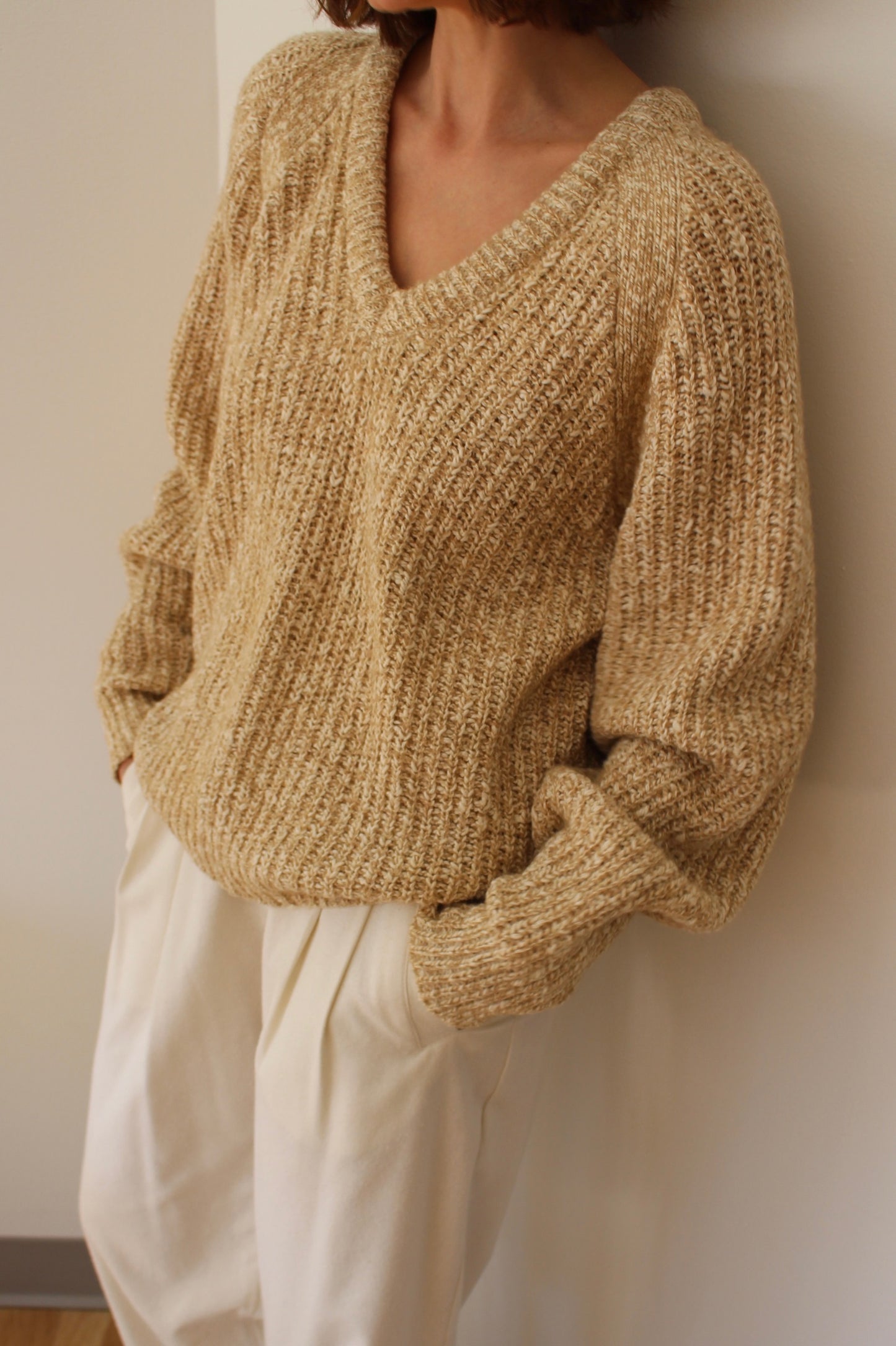 Vintage Sand Knitted Wool Sweater