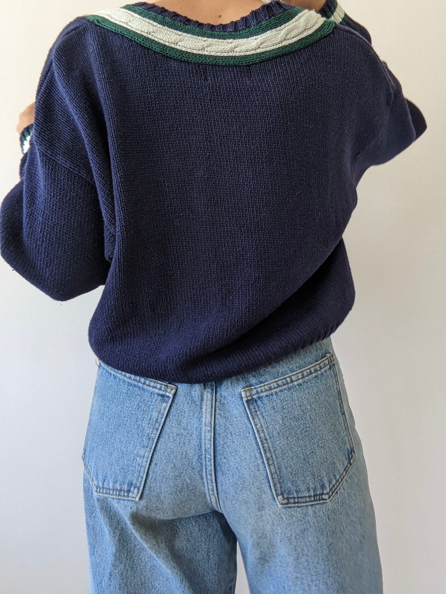 Favorite Vintage Collegiate V-Neck Sweater
