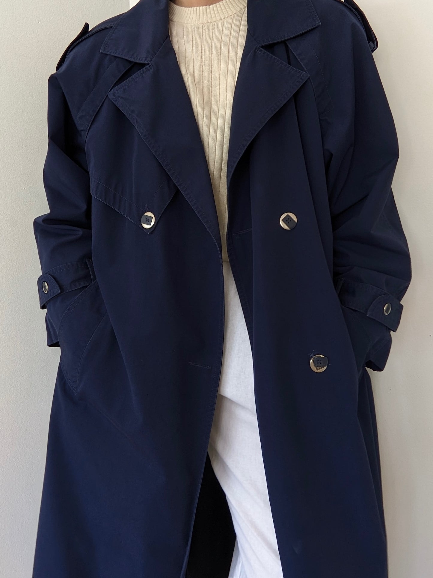Vintage Navy Cotton Trench Coat
