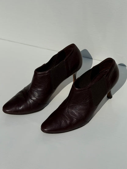 Vintage Manolo Blahnik Cocoa Leather Ankle Boots