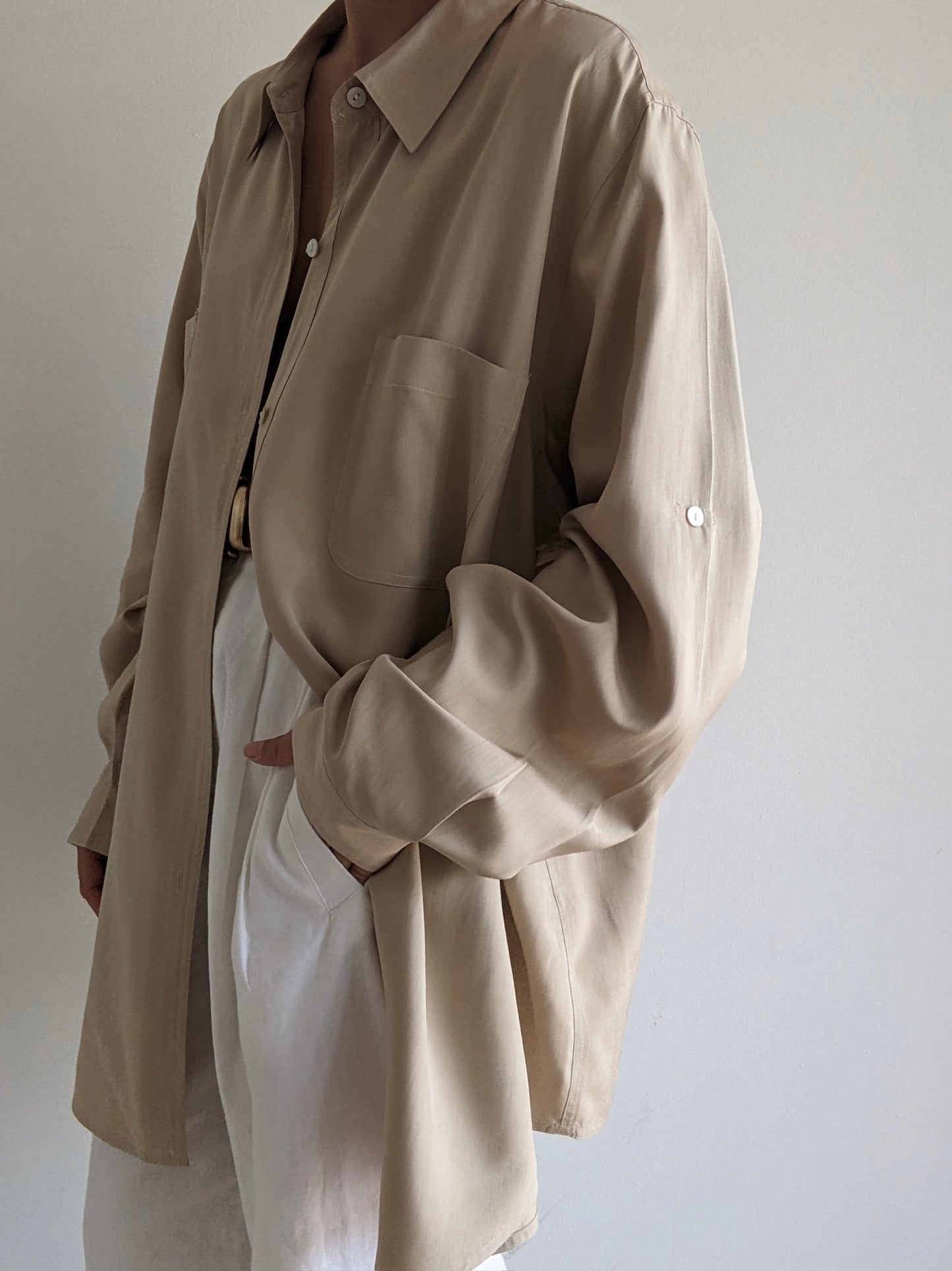 Vintage Sand Silk Blouse