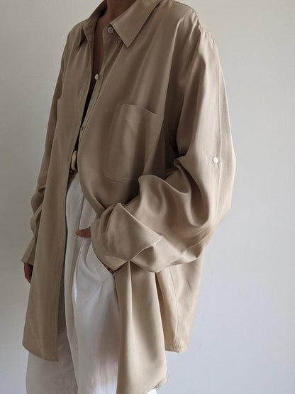 Vintage Sand Silk Blouse