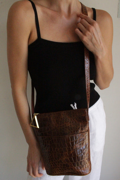 Incredible Vintage Croc-Embossed Leather Purse