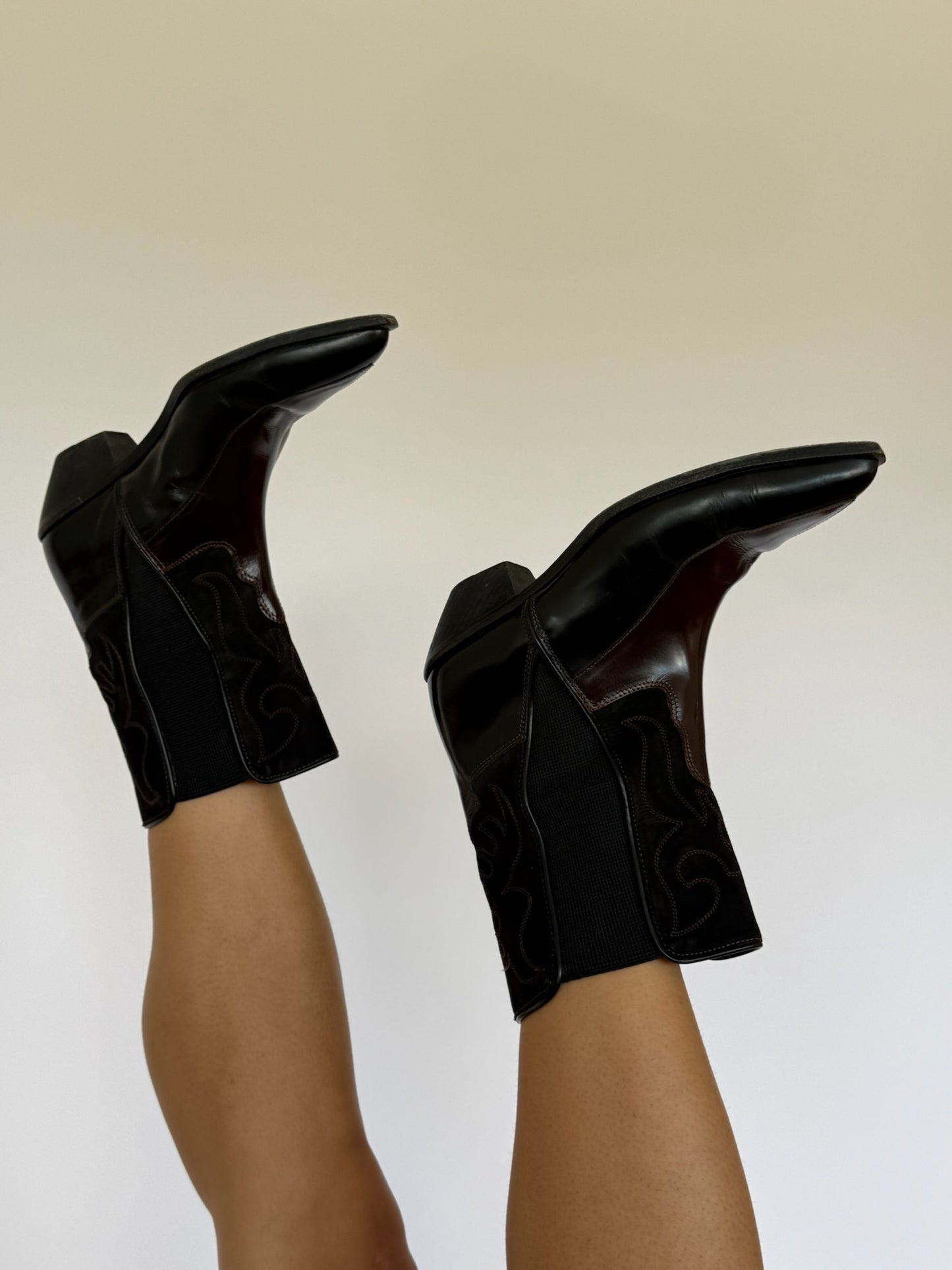Vintage Donald Pliner Suede & Leather Embroidered Boots