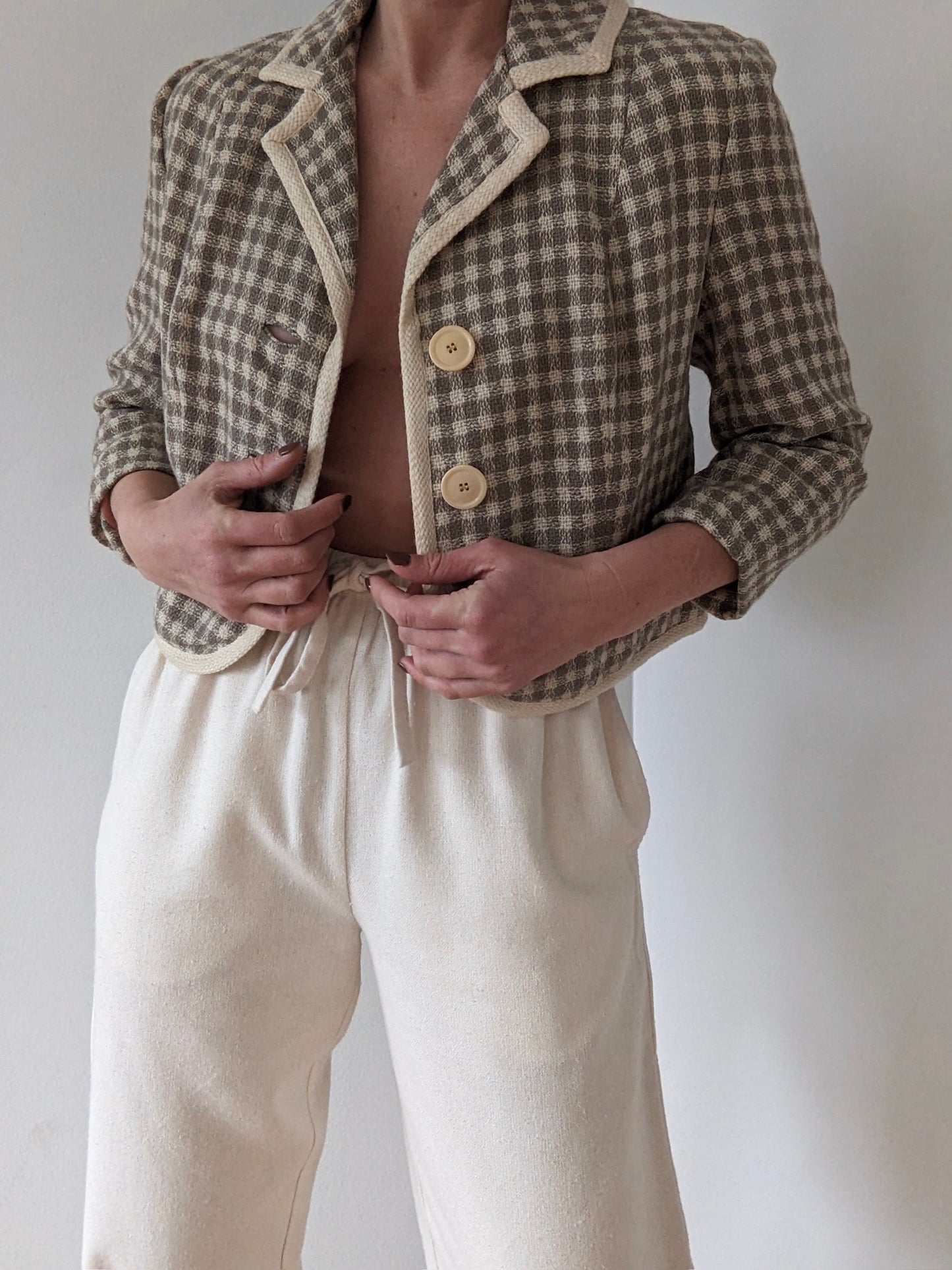 Sweet Vintage Cropped Woven Wool Jacket