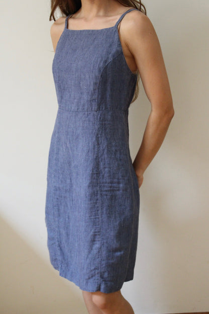 90s linen dress Vintage 90s Beige Floral Boho Coastal Chic Sleeveless Button Up Linen Dress / 6
