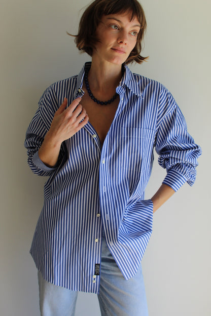 Vintage Bold Ocean Striped Button Down