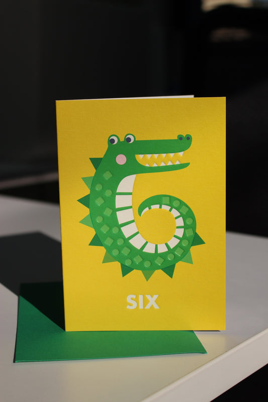 Crocodile 'Six' Birthday Card