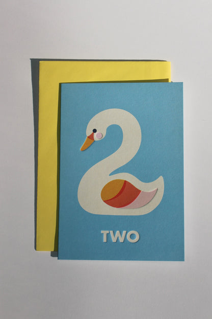 Swan 'Two' Birthday Card