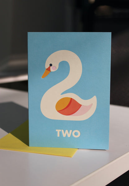 Swan 'Two' Birthday Card