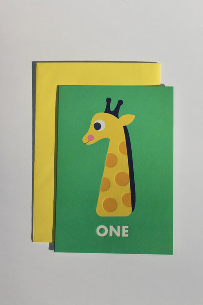 Giraffe 'One' Birthday Card