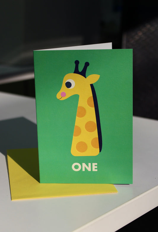 Giraffe 'One' Birthday Card