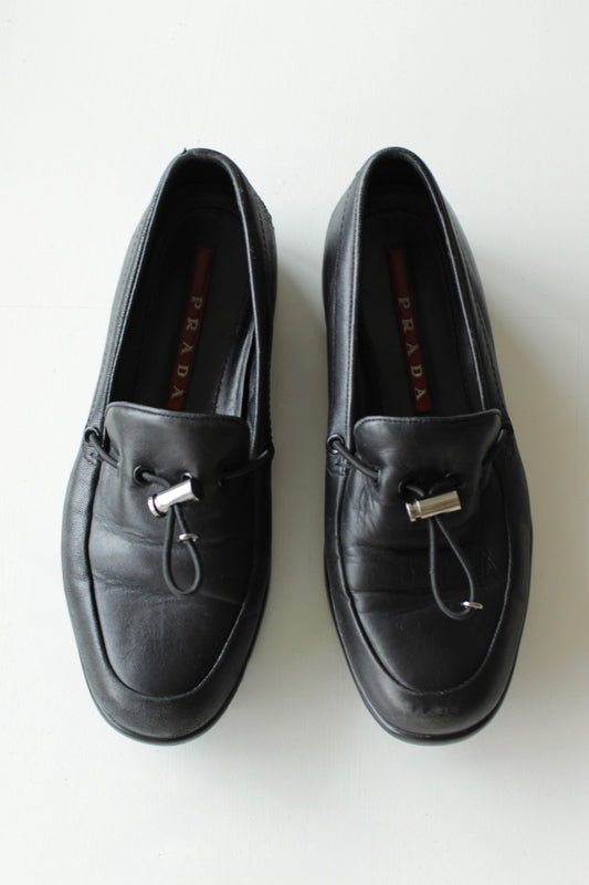 Vintage Prada Leather Toggle Loafers