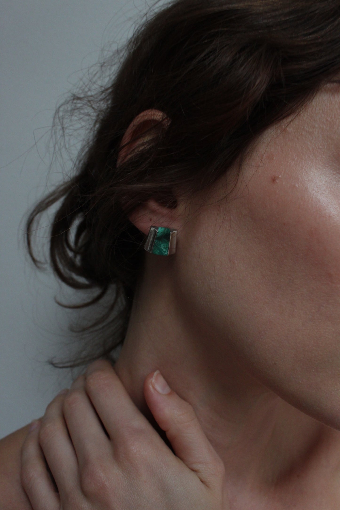 Vintage Sterling Silver & Malachite Earrings