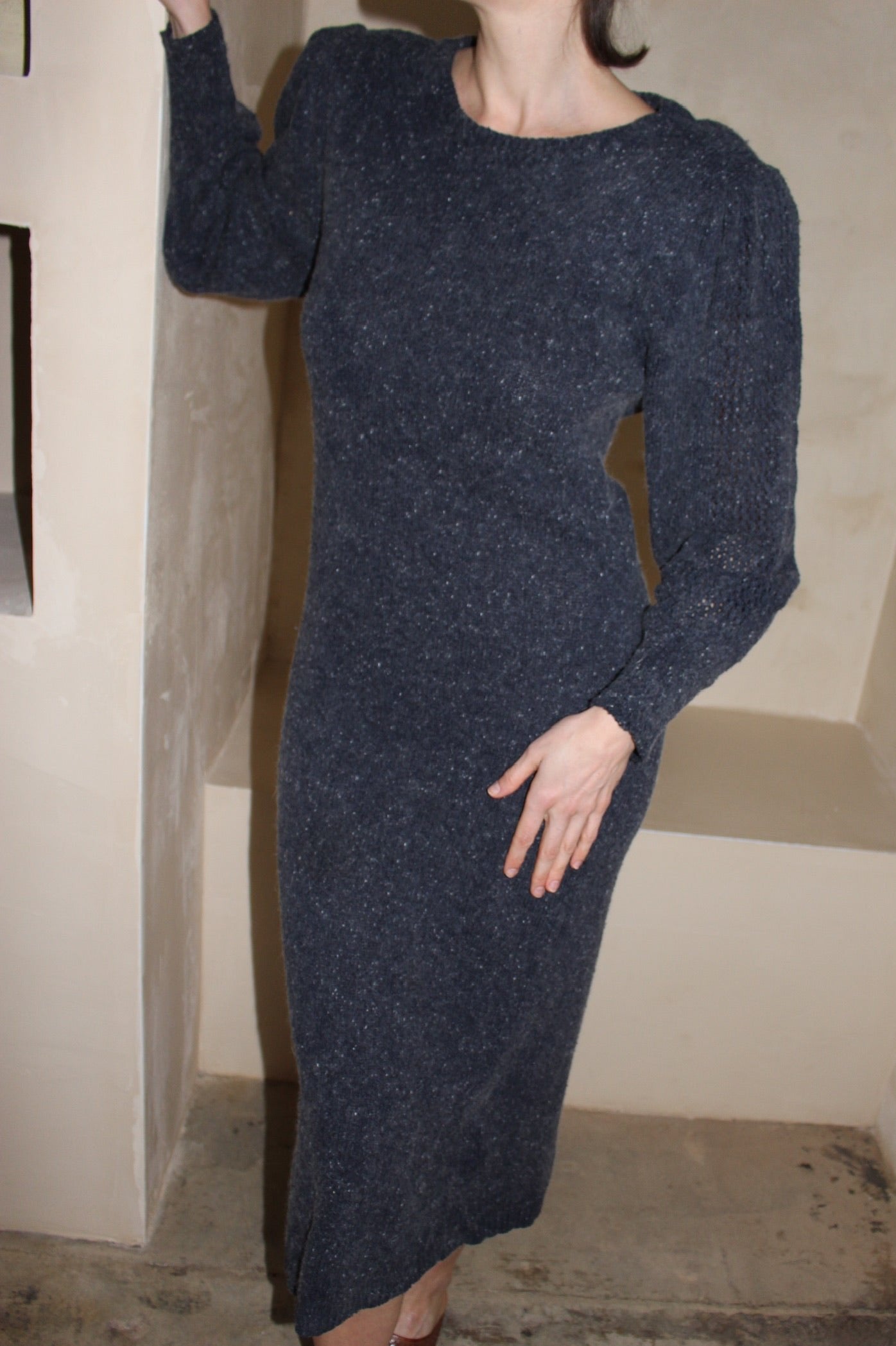 Vintage Speckled Silk & Angora Knit Dress