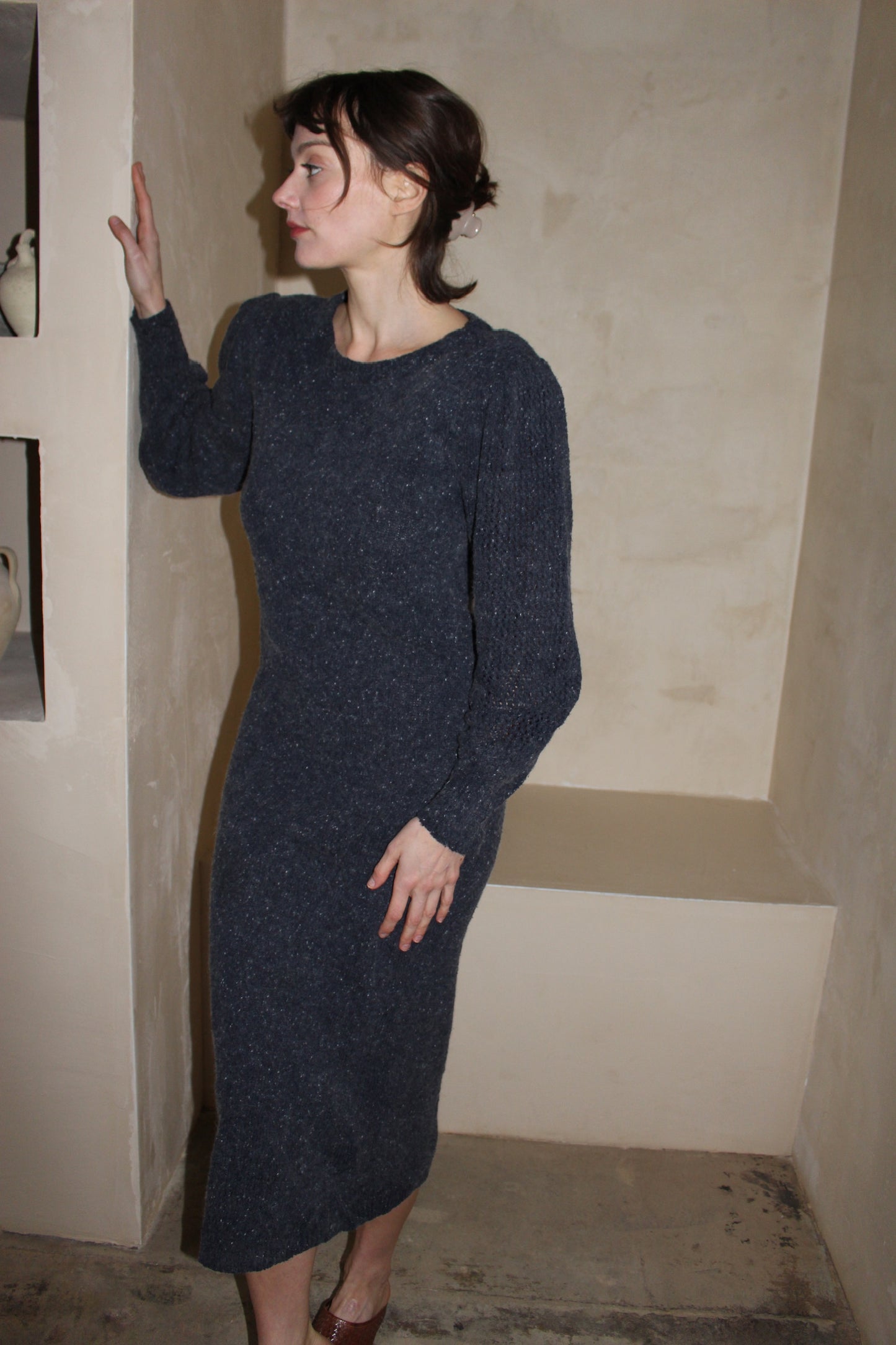 Vintage Speckled Silk & Angora Knit Dress