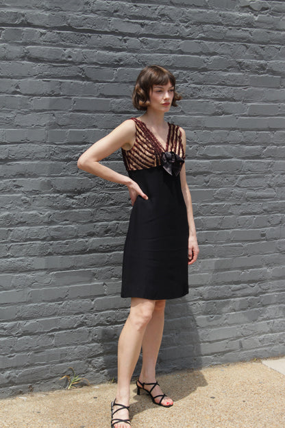 Beautiful 1960s Lace & Bow Accented Dress