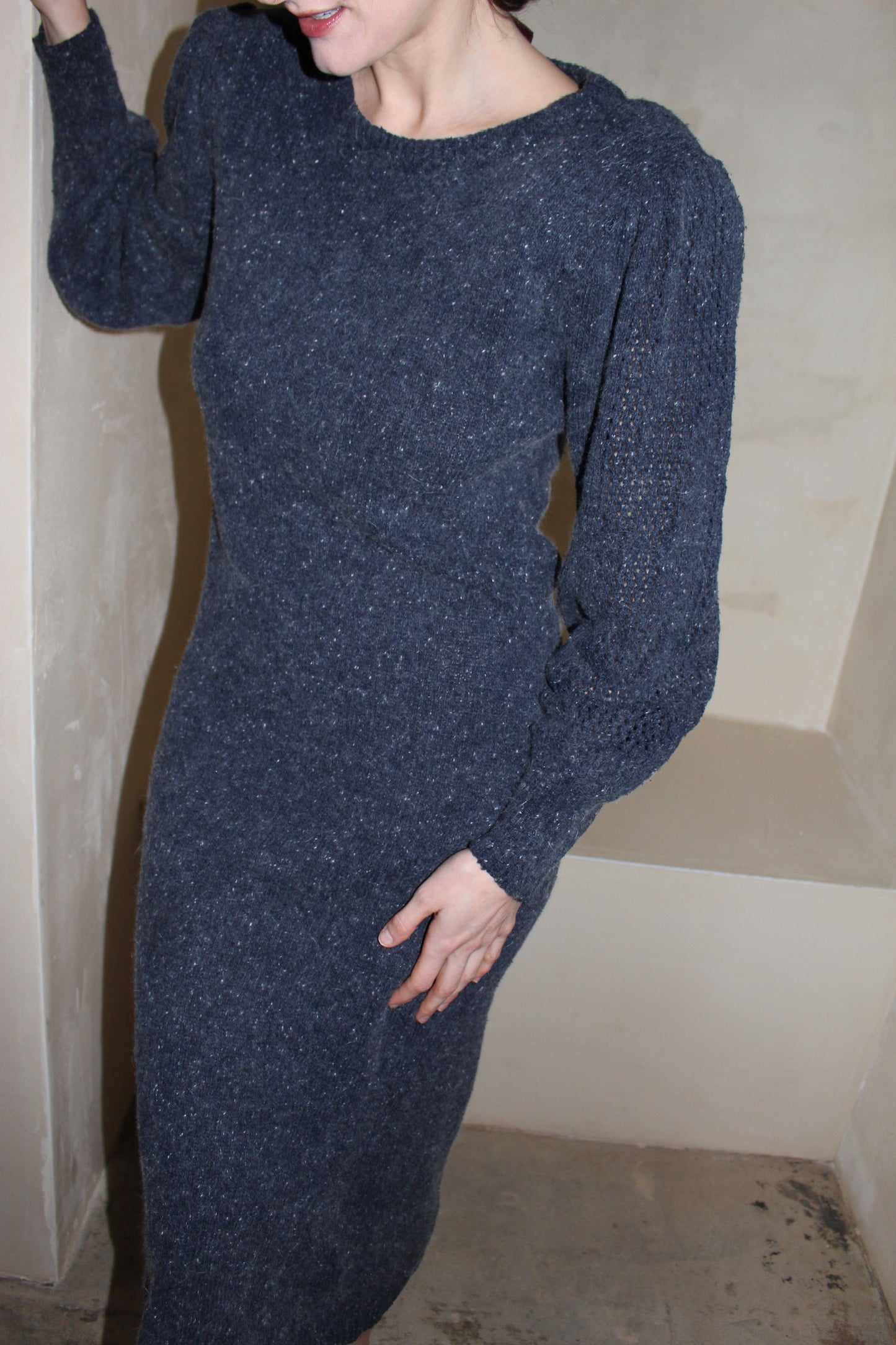 Vintage Speckled Silk & Angora Knit Dress